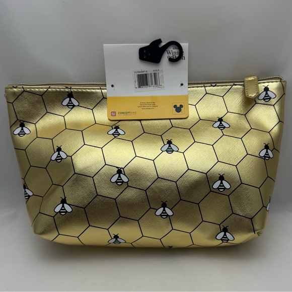 Disney Winnie the Pooh Gold Honeycomb Bee Cosmetic Travel Pouch NWT - Picture 2 of 7